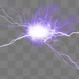 雷电闪电图片_紫色闪电光影光束元素