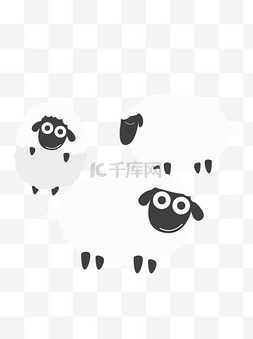 卡通小羊可爱图片_卡通黑白色可爱绵羊