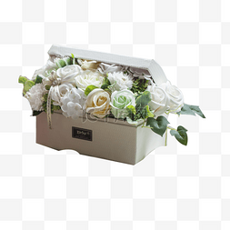 白色的花朵礼盒免抠图