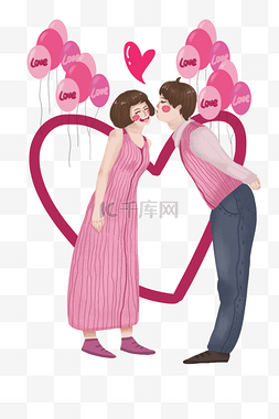 情人节亲吻的情侣插画