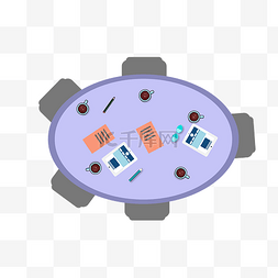 商务沟通海报图片_矢量手绘卡通会议桌