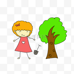 孩子图片_植树种树卡通人物形象