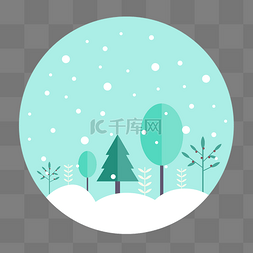 冬季风景手绘插画图片_小清新冬天雪景下雪手绘矢量插画