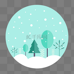 矢量冬日风景图片_小清新冬天雪景下雪手绘矢量插画