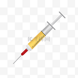 黄色的注射器图片_手绘塑料注射器插画