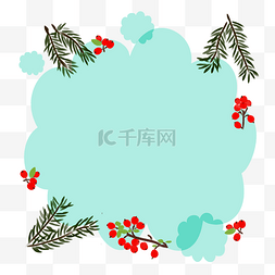 松树果实图片_手绘蓝色圣诞边框