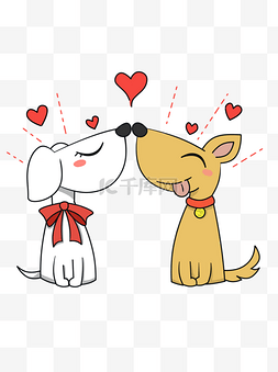爱心斑点狗图片_创意可爱卡通手绘风秀恩爱的狗狗