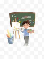 教师节美术老师插画可商业元素
