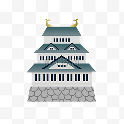 手绘日式阁楼建筑