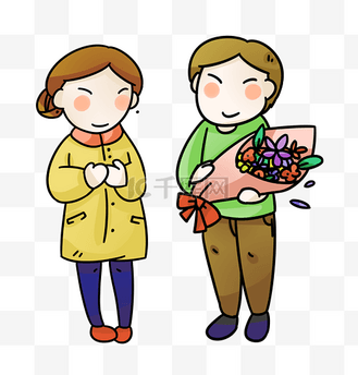 手绘鲜花祝福插画