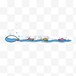 蓝色海水分割线插画