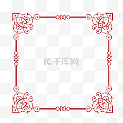 中式花纹相框图片_创意红色花纹边框