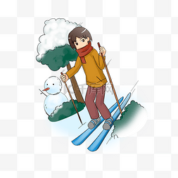 冬季旅游滑雪手绘插画