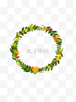 花框秋天图片_圣诞节花环花圈花框植物绿色元素