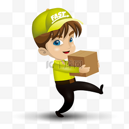 卡通抱着箱子的男孩矢量素材