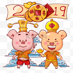 2019新年喜庆海报图片_中国风手绘卡通新年2019