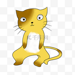 手绘黄色的猫咪插画