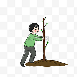 植树节种树男孩插画