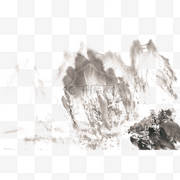 手绘的山峰图片_屹立的山峰水墨画PNG免抠素材
