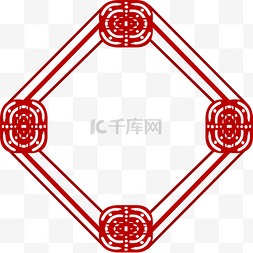小清新边框简单图片_中国红手绘简约文艺清新边框透明