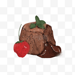 草莓手绘水彩图片_手绘水彩巧克力草莓水果蛋糕