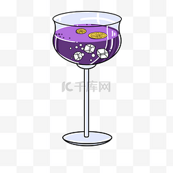 紫色鸡尾酒冰块高脚杯