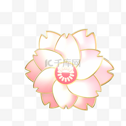 粉色花瓣元素装饰图片_中国风金色粉色花朵