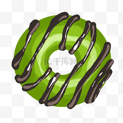 甜甜圈手绘图片_绿色的甜甜圈手绘插画