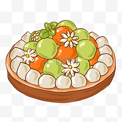 手绘小清新水果蛋糕食物卡通插画