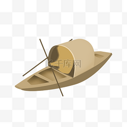 一只棕色渔船插画