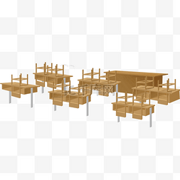 卡通教室桌子图片_毕业季教室桌子凳子