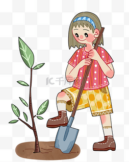 植树节植树的小女孩