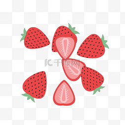红色草莓矢量图片_草莓矢量插画免抠PNG