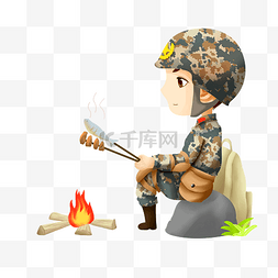 党史图片_建军节军事演习的解放军战士插画