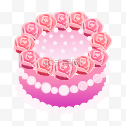 手绘甜品甜点美食之粉色玫瑰花蛋