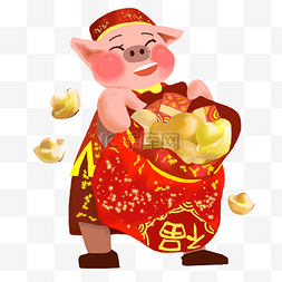 新年福袋元宝图片_金猪猪年元宝