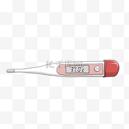 手绘医疗主题温度计卡通插画