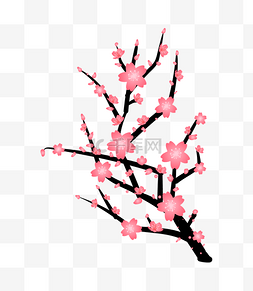 手绘粉色的梅花插画