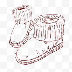 手绘线描棉鞋插画