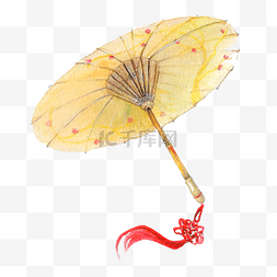 国风下雨图片_中国风古典油纸伞水彩淡雅PNG