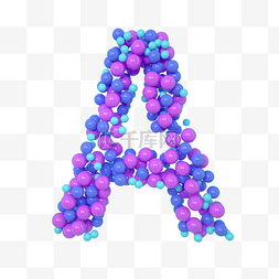 蓝色立体字母图片_C4D气球立体字母A元素