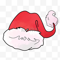 戴圣诞帽的绵羊图片_手绘卡通圣诞帽插画