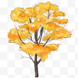 秋季农作物植物大树手绘插画