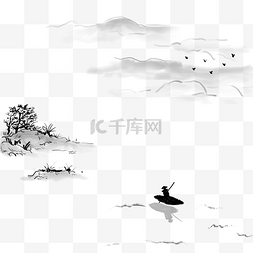 柳叶与燕子图片_水墨山水背景元素