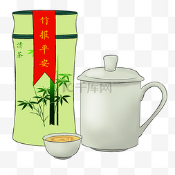 扒开盖子图片_年货茶叶手绘插画