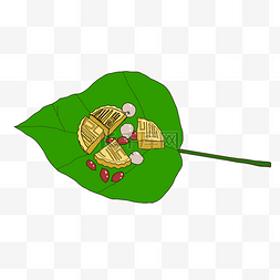 传统节日手绘插画图片_手绘树叶月饼插画