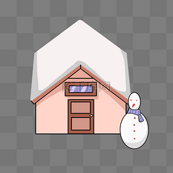 紫色屋子图片_冬季雪天的房子插画
