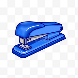 蓝色麦穗盾牌图片_蓝色的订书机手绘插画