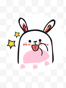 可爱卡通粉红图片_动物元素可爱粉红简笔画小兔子