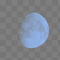 蓝色月亮手绘图片_半月手绘写实装饰月亮图片psd透明